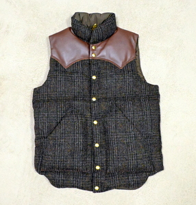 新品同様 ロッキーマウンテン ハリスツイード ダウンベスト メンズ38 Rocky Mountain Featherbed Harris Tweed