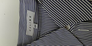 セリ─ヌ、フランス製ブルーのストライプ綿100% 胸ポケットにロゴ 