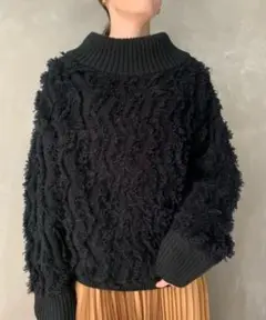 美品2WAY FLUFFY FRINGE KNIT アメリ AMERI