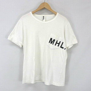 マーガレットハウエル MHL. ロゴ プリント ポケット Tシャツ 白 ホワイト M メンズ