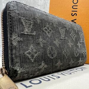 【希少】ルイヴィトン LOUIS VUITTON ジッピーウォレット 長財布 ラウンドファスナー モノグラム デニム ジャガード M95614