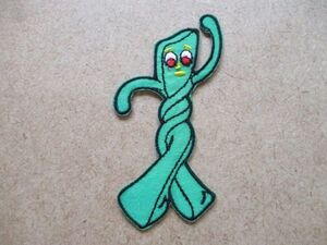 90s ガンビー ポーキーGUMBY POKEYワッペン/Aグッズ ビンテージ キャラ粘土クレイアニメ刺繍アップリケTVアニメ映画キャラクター S74