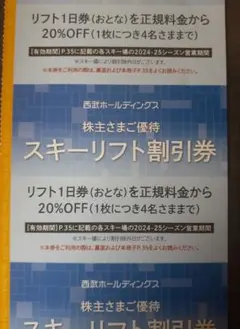 3枚セット★西武株主優待★スキーリフト割引券