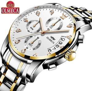 OLMECA メンズ高品質腕時計 クロノグラフ 防水 ダイヤ文字