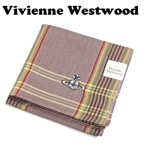 【Vivienne Westwood】(NO.4372）ヴィヴィアンウエストウッド ハンカチ 薄パープル系　格子柄　未使用　49cm