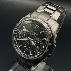 稼働品 CASIO カシオ OCEANUS オシアナス Manta マンタ OCW-S1300 腕時計 デイト 電波 タフソーラー メンズ シルバー ブラック 中古 109977