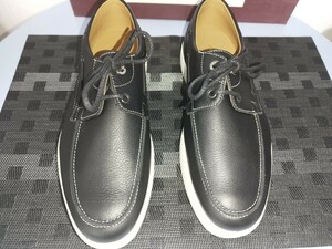 新品未使用品 JOHN LOBB ジョンロブ Pier UK7 デッキシューズ 約25.5cm イタリア製 ブラック 革靴 黒 0315ラスト 定価15.18万