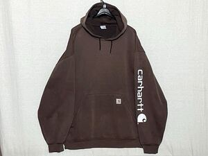 【Carhartt】カーハート スウェットパーカー ブラウン系 こげ茶 サイズ3XL フェード 特大