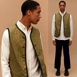 LAVENHAM ラベンハム UNWADDED GILET ドライワックスコットン アンワディッド ジレ ダイヤキルト ベスト ARMY XL