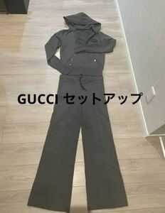 美品グッチGUCCI長袖セットアップトレーナーパンツ綿100レディースグレー