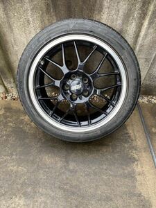 鍛造 BBS RG-R ブラック 18インチ 7.5J+40 RG758H PCD108 5穴 1本　ダンロップ スポーツマックス 225/45R18 2017年製　スペア用