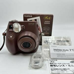 動作品 FUJIFILM 富士フィルム チェキ instax mini 7S choco チョコ インスタントカメラ 接写レンズ 使用説明書あり 中古品 現状品