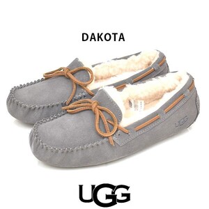 新品未使用品 アグ UGG Australia モカシン スリッポン ダコタ DAKOTA リボン フラットシューズ グレー PEWTER JP24cm dakota-24