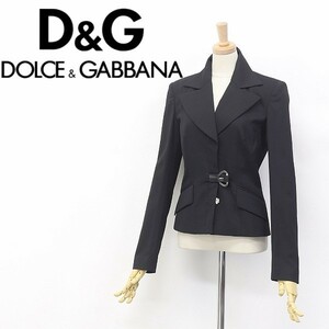 美品◆D&G/ドルチェ＆ガッバーナ ストレッチ ベルトデザイン ジャケット ブラック 24/38