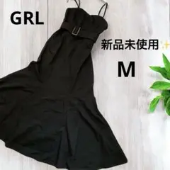 新品未使用✨GRL 黒 ベルト付き キャミワンピース ロング M マーメイド