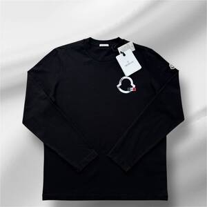 【新品未使用タグ付き】MONCLER モンクレール ロングスリーブTシャツ　M　ブラック　ワッペン　トリコロール