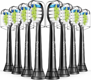 フィリップス ソニックケアー 互換 替えブラシ レギュラーサイズ 8本入 Dealswin / ブラック