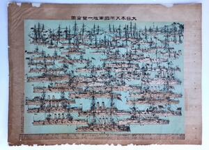 大日本大帝国軍艦一覧全図【石版画】