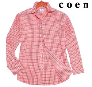 新品!! コーエン coen ギンガムチェック ボタンダウン オックス シャツ レッド (XL) 送料安 ユナイテッドアローズ メンズ 長袖 格子 赤 LL