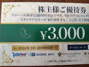 送料0円〜　最新　ビジョン　株主優待券　1枚　グローバルWi-Fi　こしか　KOSHIKA