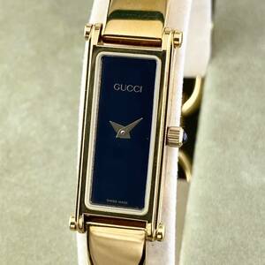 【1円箱付】GUCCI グッチ 腕時計 レディース 1500 ブラック文字盤 ゴールド ブレスウォッチ 可動品