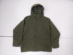 16．UNIQLO ユニクロ ハイブリッド ダウン パーカー フーデッド ジャケット 防寒 ジャンパー アウター メンズXL カーキ z905