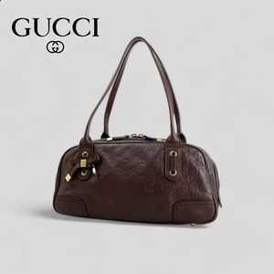 ■GUCCI グッチ■ GGプリンシー グッチシマ ハンドバッグ ミニボストン 161720 ゴールド金具リボン