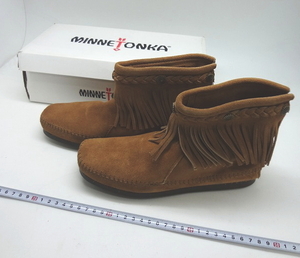 Kちか0670 MINNETONKA ミネトンカ 未使用■ハイトップバックジップフリンジブーツ■ブーツ■USサイズ7.5■297T■靴 ファッション シューズ 