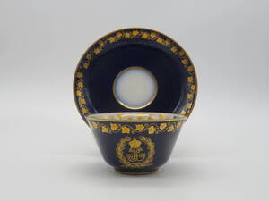 アンティーク セーブル SEVRES 王者の青 24金彩 コバルトブルー&ゴールド 1846年製 金彩 カップ&ソーサー 