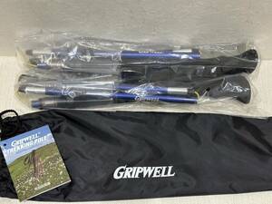 【KIM-2276】【1円～】未使用 GRIPWELL TREKKING POLE RAPID CARBON 100-120cm 青 グリップウェル トレッキングポール 登山 アウトドア