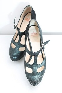 【USED】Vivienne Westwood / メリージェーングリッターパンプス 38 緑 【中古】 H-24-06-09-083-sh-IN-ZH