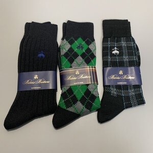 1円〜　Brooks Brothers　ブルックスブラザーズ　ソックス　3足セット　黒　チェック　アーガイル　C3269