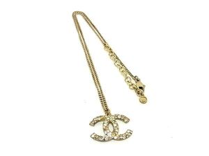 1円 ■美品■ CHANEL シャネル ココマーク 07A ラインストーン ネックレス ペンダント アクセサリー レディース ゴールド系 FE6471