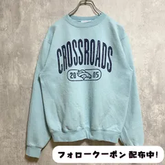 古着 used　Champion チャンピオン　CROSSROADS　長袖プリントスウェット　トレーナー　ロゴ刺繍　水色　