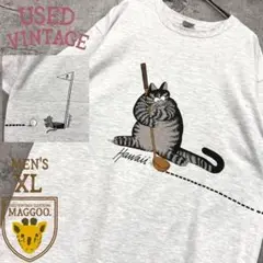 USA製90s☆US古着【クリバンキャット アニマルTシャツ】メンズXL