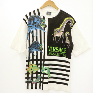 ヴェルサーチ VERSACE アニマル柄 半袖 Tシャツ 表記サイズ S メンズ ホワイト 【yy】【中古】4000065800905091