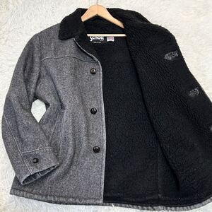 ●希少サイズ● schott ショット ボア ジャケット ブルゾン アウター くるみボタン ウール メンテ USA製 42サイズ XLサイズ 黒 ブラック