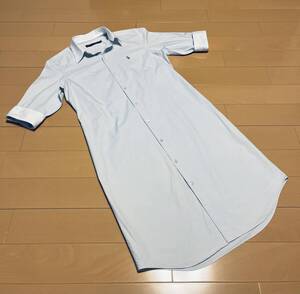 ●○ POLO RALPH LAUREN ポロ ラルフローレン 半袖 シャツワンピース シャツワンピ 綿100% 4way 3f(大きいサイズ) 水色×白 ○●