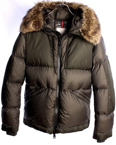 30万2500円　22AW モンクレール ファー　ナイロン ダウン ジャケット　オリーブカーキ　国内正規品　MONCLER　#B1