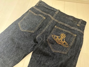 ヴィヴィアンウエストウッド　Vivienne Westwood MEN46号　ロゴ刺繍デニムパンツ　裾なおしなし