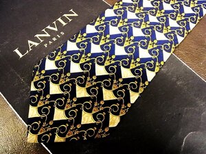 ★良品★3R05808【LANVIN】ランバン「植物 装飾 柄」ネクタイ