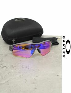 HGD-X217/USA製 OAKLEY サングラス アイウェア レーダーロック 偏光レンズ ミラーレンズ 軽量 メタリックグレー 袋付き ゴルフ スポーツ