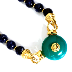 B7642【ANTONINI】アントニーニ Green Agate Sodalite 最高級18金無垢ネックレス