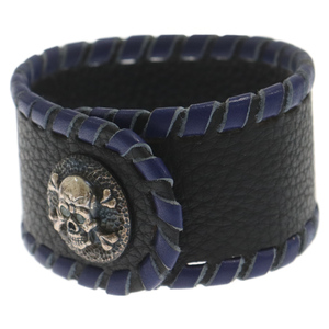 GT&COMPANY ジーティ―カンパニー Cross Bones Skull Leather Bracelet With Stone クロスボーンスカル レザー ストーン付きブレスレット