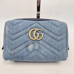 GUCCI デニム ポーチ マーモント パール フローラ 花柄