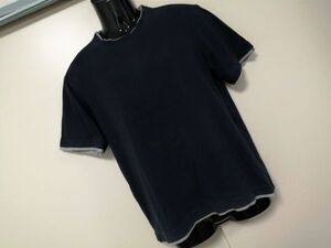 kkyj3999 ■ ユニクロ ■ Tシャツ カットソー トップス 半袖 レイヤード風 重ね着風 濃紺 ダークネイビー M