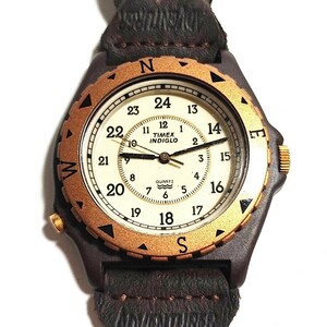 動作品 TIMEX タイメックス Safari サファリ インディグロ INDIGLO 電池交換済 クォーツ アナログ メンズ腕時計 稼働品 L320