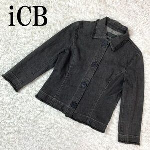 iCB アイシービー ブラックデニムジャケット グレー コットン ポリウレタン 11 B1037