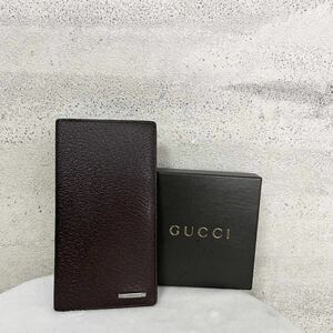 【贅沢品の極み】GUCCI グッチ　折財布 カードケース　お札ケース　レザー　本革　ロゴ　ブラウン　シルバー