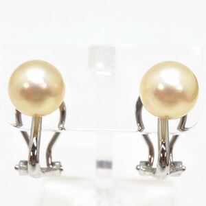 大珠!!＊K18WG/K14WGアコヤ本真珠イヤリング＊m 約3.2g 約8.0mm pearl earring jewelry EA2/EA2